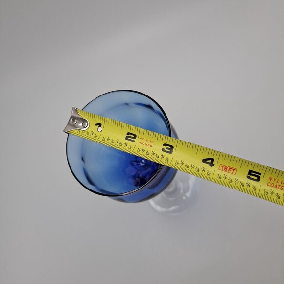 Vintage Blue Glass Goblet With Twisted Clear Stem - Picture 4 of 6
